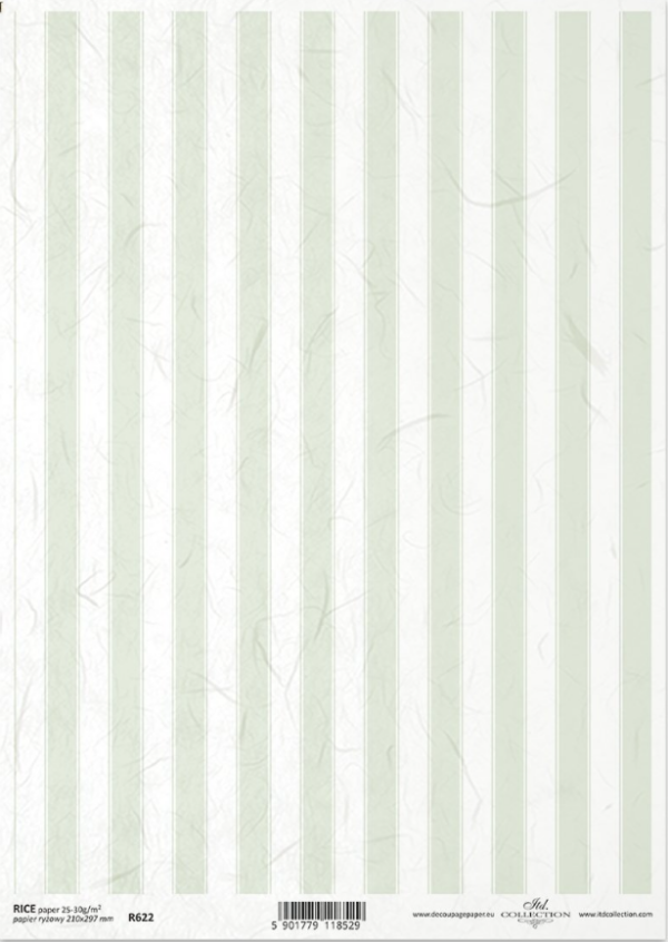 Papier de riz shabby rayures vertes ITD Collection