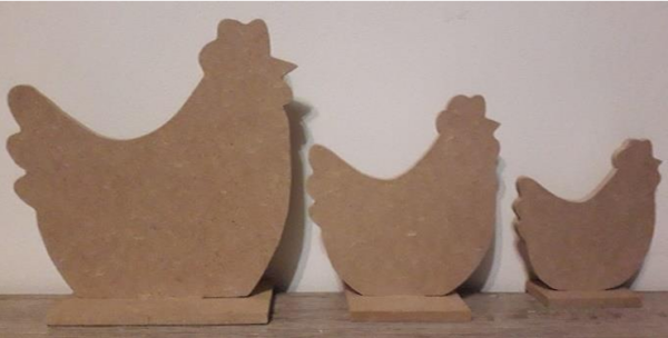 LOT de 3 poules MDF