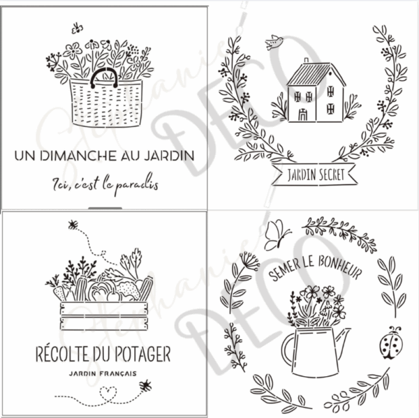 Lot de 4 pochoirs du printemps