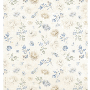Papier de rie petites fleurs bleues inteoprelles vieillies