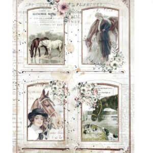 Papier de riz 4 cartes chevaux