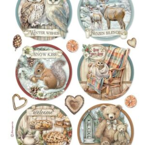 Papier de riz maison des chouettes 6 ronds