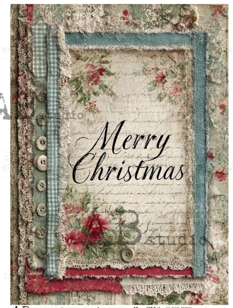 Papier de riz Merry Christmas ABStudio