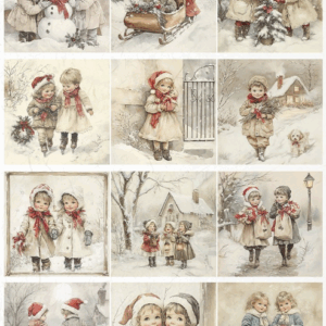 Papier de riz petites filles bleues