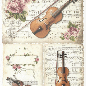 Papier de riz violon et fleurs