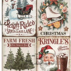 Papier de riz 4 cartes de Noel ABStudio