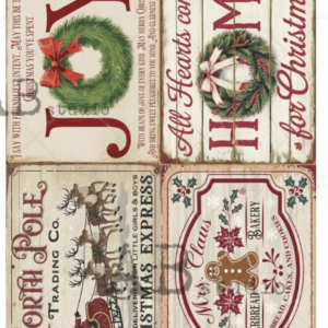 Papier de riz 4 cartes joy Christmas ABStudio