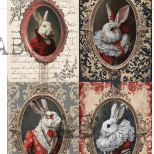 Papier de riz 4 cartes lapins cadres ABSTudio