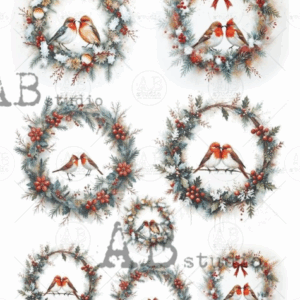 Papier de riz rond et oiseaux ABStudio