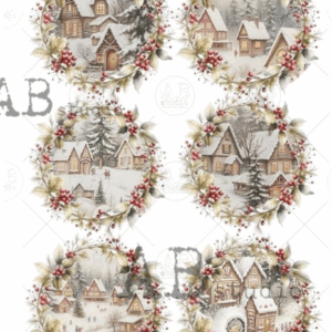 Papier de riz rond petite maisons ABStudio