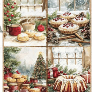 Ppapier de riz 4 cartes dessert d'hiver