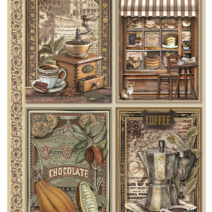 Papier de riz emballé A4 - Coffee and Chocolate 4 cartes