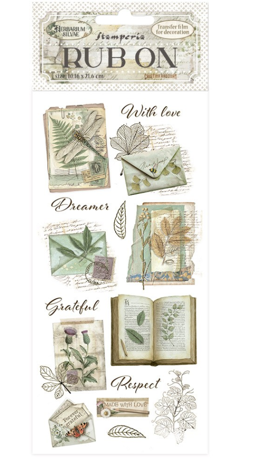 Rub-on cm 10,16x21,6 - Herbarium Silvae botanical books Stamperia