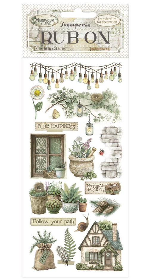 Rub-on cm 10,16x21,6 - Herbarium Silvae cottage Stamperia