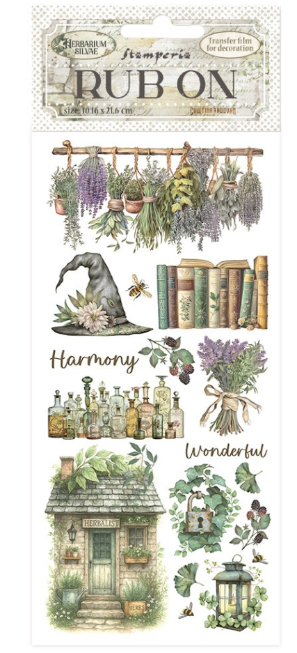 Rub-on cm 10,16x21,6 - Herbarium Silvae lavender Stamperia