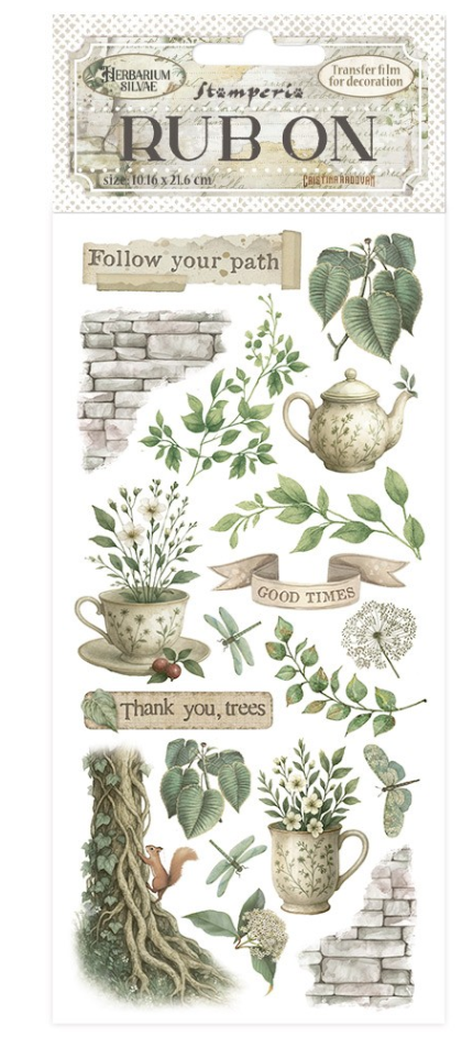 Rub-on cm 10,16x21,6 - Herbarium Silvae tea time Stamperia