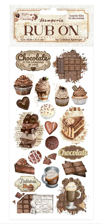 Rubon - Collection Café & Chocolat - À frotter - Vintage Sweet Moments - 10,16cm x 16,6cm