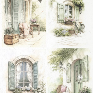 Papier de riz 4 cartes portes et fenêtres ITD Collection