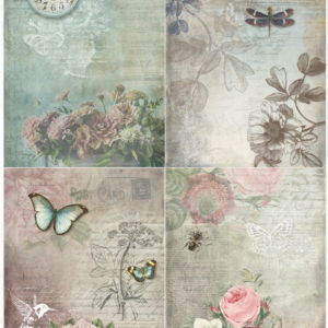 Papier de riz 4cartes paillon 148