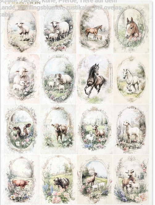 Papier de riz animaux medaillon 146