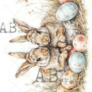 Papier de riz couples de lapins oeufs 113