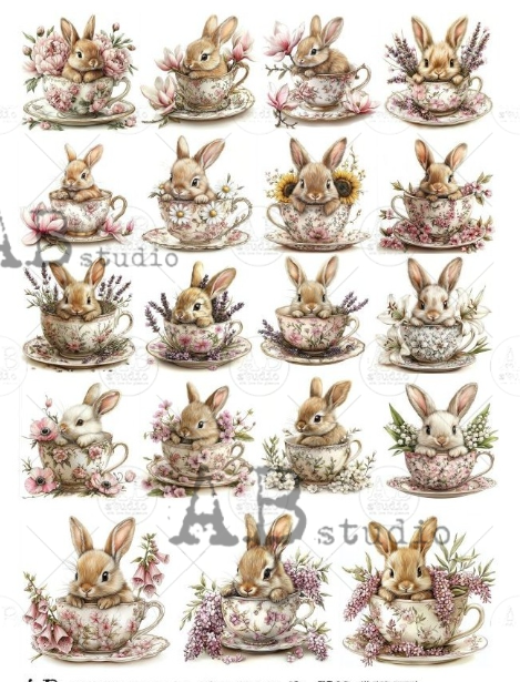 Papier de riz lapin tasses 116