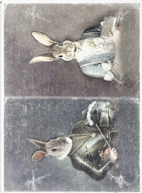 Papier de riz lapins en costumes 149