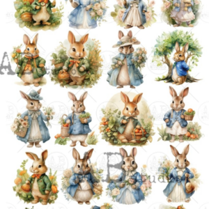 Papier de riz lapins et legumes minis 124