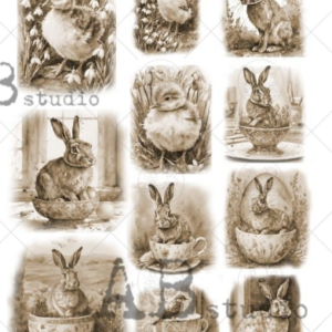 Papier de riz oiseaux sépia 122