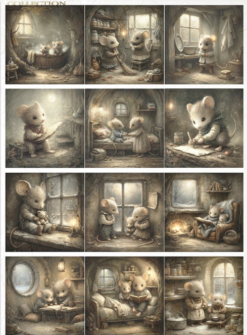 Papier de riz souris dans le terriers 157 ITD Collection