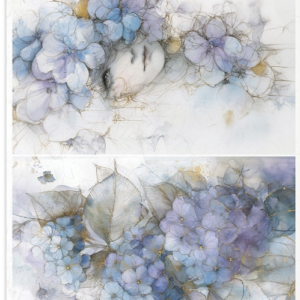 Papier de riz visage fleuris bleue 154 ITD Cole