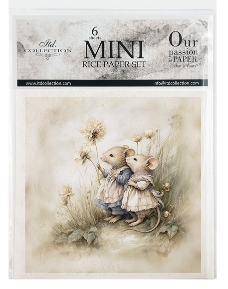 Lot de 6 papiers de riz souris pissenlit