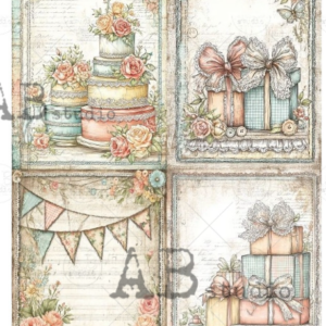 PApier de riz 4 cartes anniversaires 125