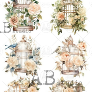 Papier de riz 6 cages oiseaux 142