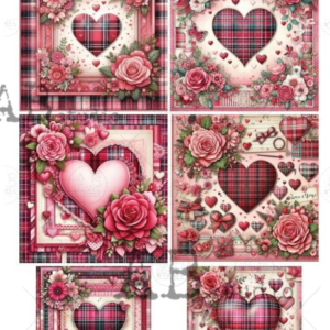 Papier de riz 6 cartes coeurs 139