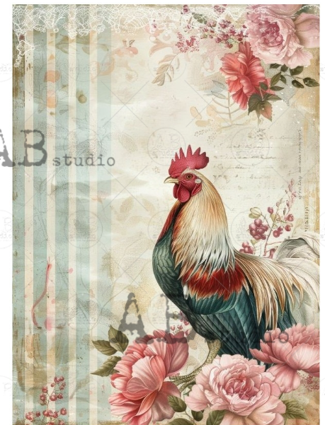 Papier de riz coq rayures 121