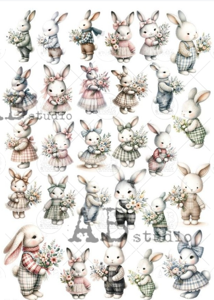 Papier de riz lapins mignons 118