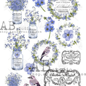 Papier de riz myosotis 182