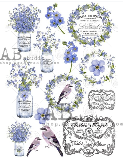 Papier de riz myosotis 182