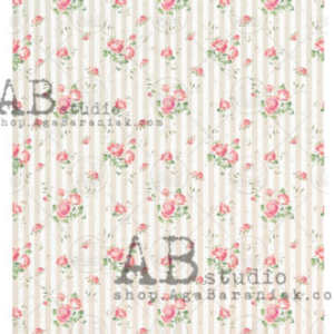 Papier de riz rayures et fleurs 129