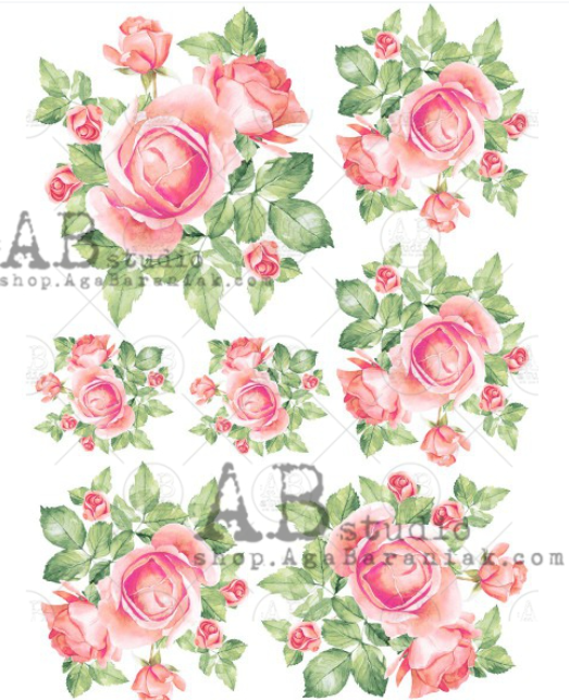 Papier de riz roses ABSTUDIO 172