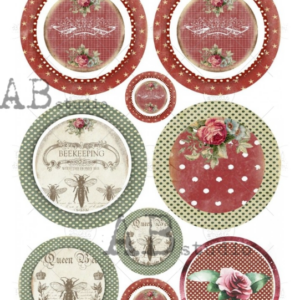 Papier de riz A3 cercles rouge et vert