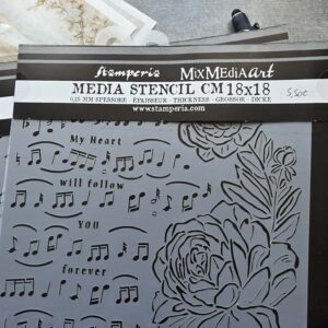 Pochoir note de music fleurs