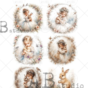 Papier de riz petite fille couronne 117