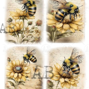 Papier de riz 4 cartes abeilles 214