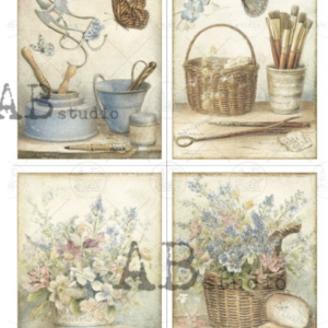 Papier de riz 4 cartes fleurs 205