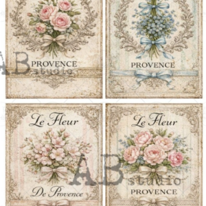 Papier de riz 4 cartes fleurs 225