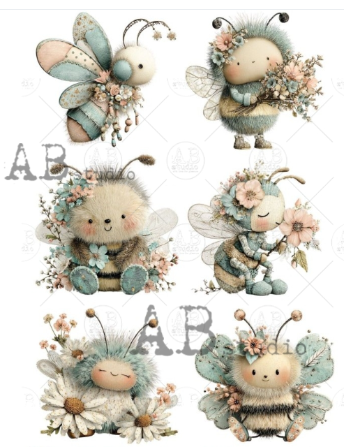 Papier de riz abeilles rigolotes 218