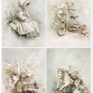 Papier de riz cheval et vélo anciens ITD Collection 231