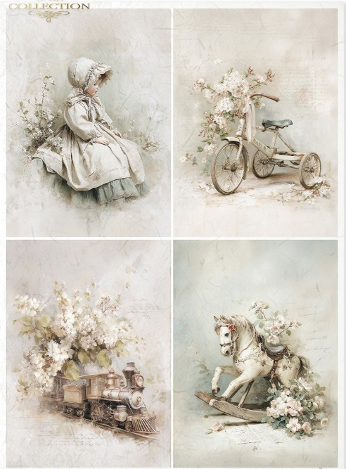 Papier de riz cheval et vélo anciens ITD Collection 231